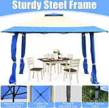 Canopy Tent, Gazebo Canopy w/ 2-Tier Roof, Silver-Coated Oxford Fabric & Powder-Coated Steel, 3 Adjustable Heights, Ideal for Yard, Patio, Beach & Park 393cm x 393cm