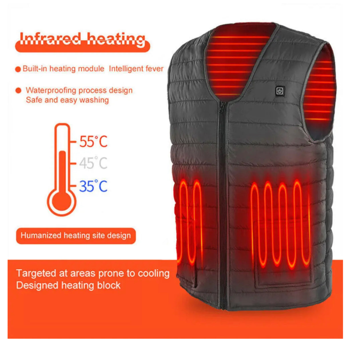 Heated Warm Winter Warm Electric USB Jacket Heating Coat Thermal Men Women