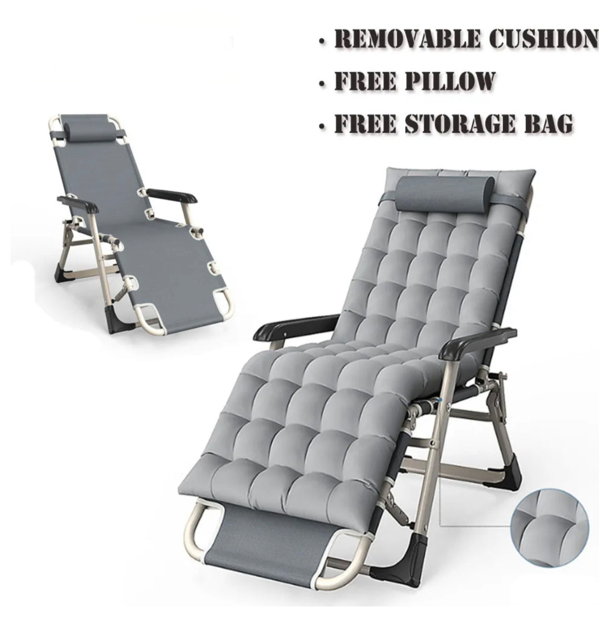 Portable Reclining Folding Deck Chair Lounge Beach Camping Sun Outdoor Lounger