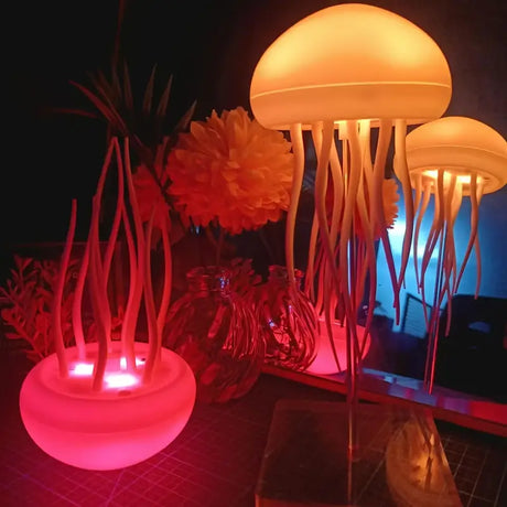 Floating Jellyfish Lamp, Modern Jellyfish Desk Lamps, USB Powered Adjustable Color Changing LED Night Light with Polished Plastic Base, Switch Control Seascapes Theme Lighting, Rechargeable Lithium Battery for Home Decor