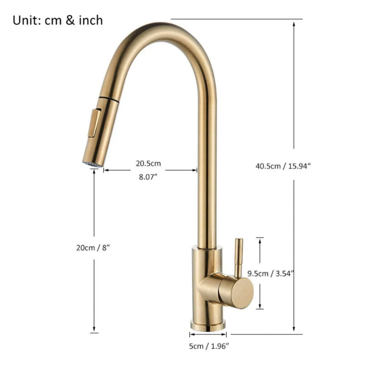 Brushed Gold WELS Kitchen Mixer Tap Sink Pull-Out Faucet 360° Swivel Spout AUS