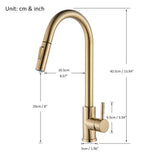 Brushed Gold WELS Kitchen Mixer Tap Sink Pull-Out Faucet 360° Swivel Spout AUS