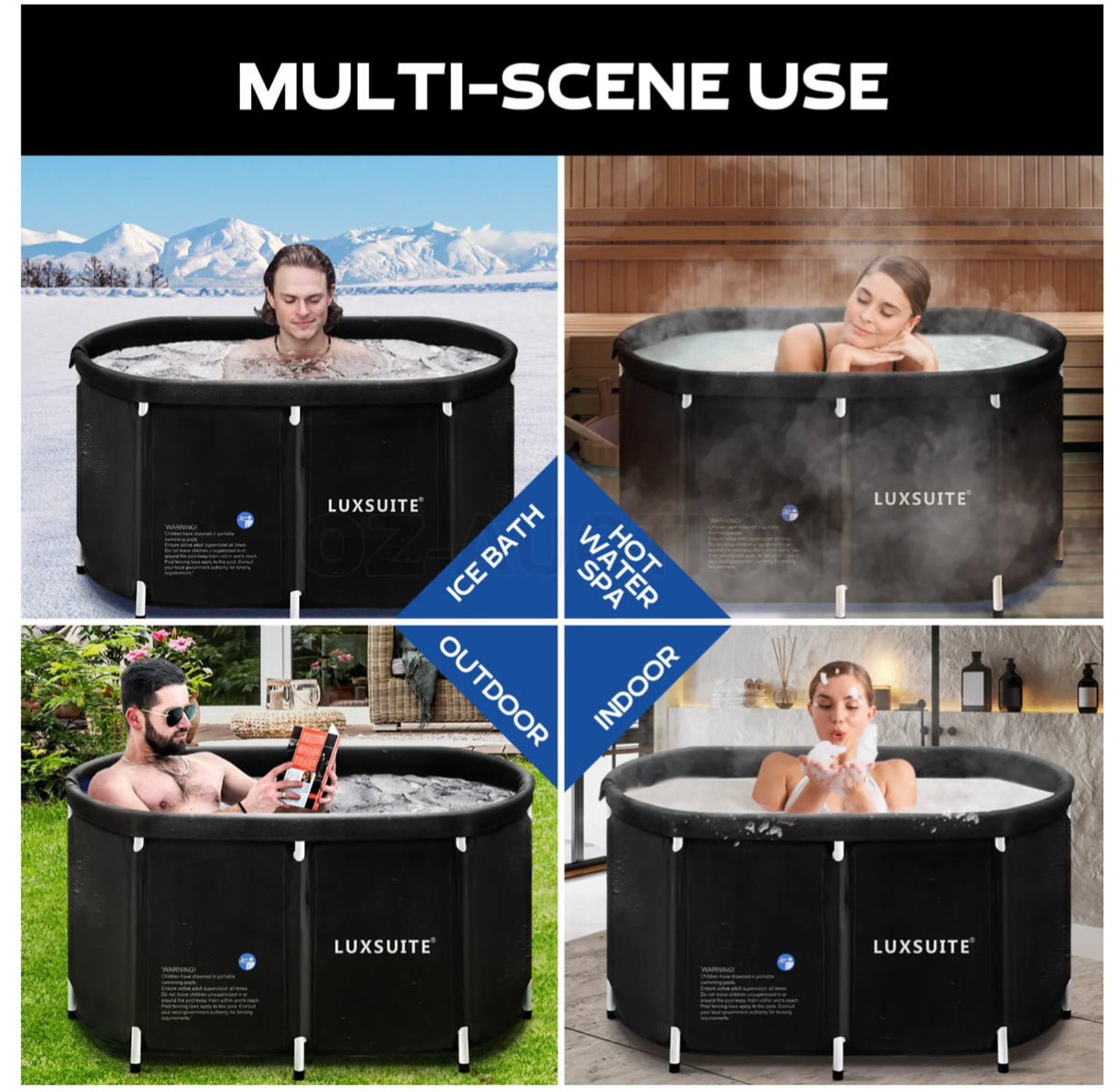 Portable Bathtub Foldable Soaking Ice Bath Spa Tub Thickening Freestanding 300L