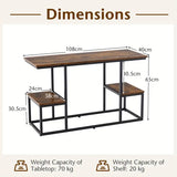 Table TV Enertainment Rustic Brown Stand 2-Tier Display Rack