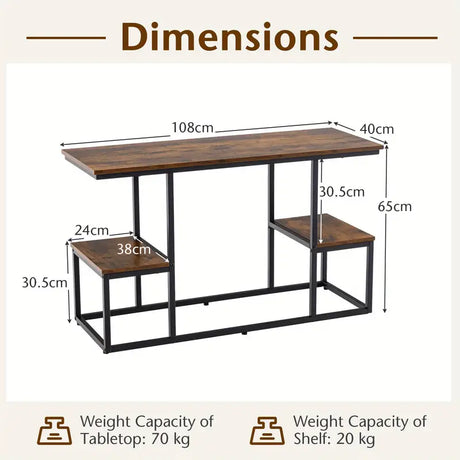 Table TV Enertainment Rustic Brown Stand 2-Tier Display Rack