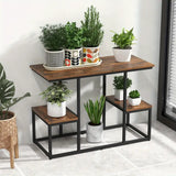 Table TV Enertainment Rustic Brown Stand 2-Tier Display Rack