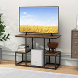 Table TV Enertainment Rustic Brown Stand 2-Tier Display Rack