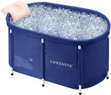 300L Portable Bathtub Foldable Soaking Ice Bath Spa Tub Thickening Freestanding for Adults Home Bathroom, Blue