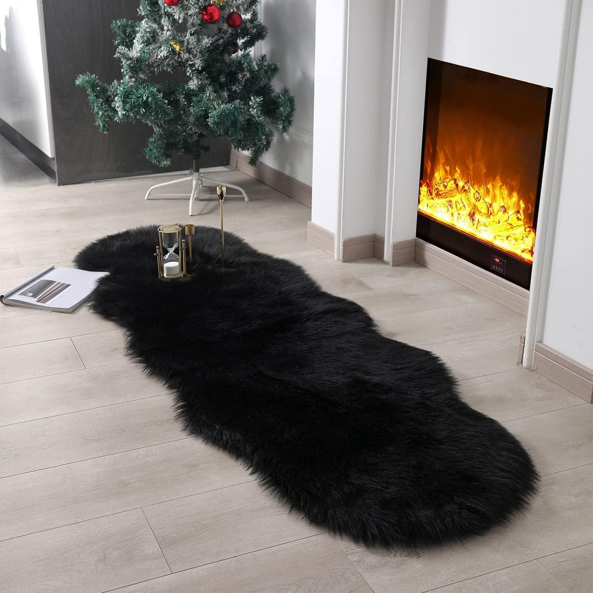 Soft Faux Sheepskin Fur Rug Fluffy Area Rug Floor Mat Luxury Carpets Chair Cover Seat Pad Shaggy Rug for Bedroom Sofa Living Room (2x5 Ft Sheepskin)