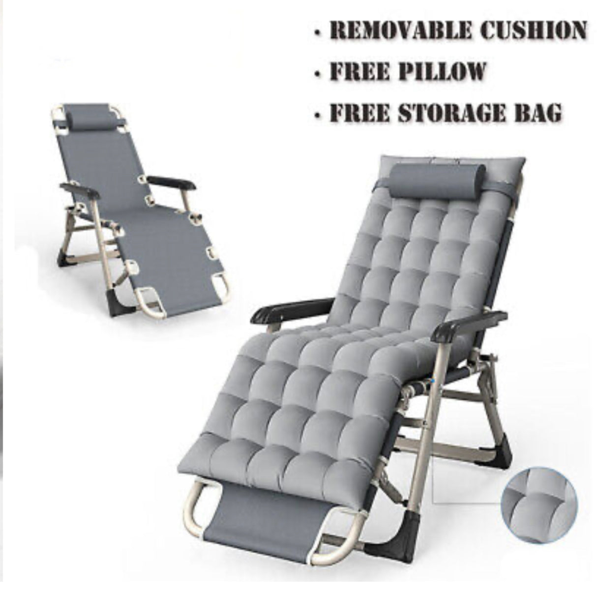 Portable Reclining Folding Deck Chair Lounge Beach Camping Sun Outdoor Lounger