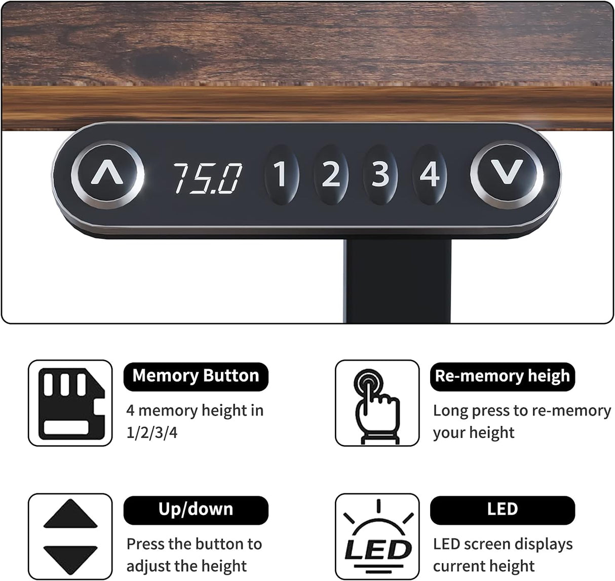 Height Adjustable Electric Standing Desk with Drawer, 63 x 30 Inch (160x76CM) Stand Up Table, Computer Desk Splice Board, Home Office Computer Ergonomic Desk