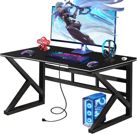 Desktop Computer Desk 1.2m/47.2in,Ergonomic Home Office Desk Gaming Table PC Computer Gaming Desk, Workstation for Gift Idea (L120cm*W60cm* H75cm)