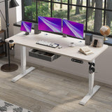 Height Adjustable Electric Standing Desk with Drawer, 63 x 30 Inch (160x76CM) Stand Up Table, Computer Desk Splice Board, Home Office Computer Ergonomic Desk