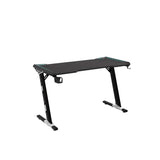 Ekkio RGB Light Gaming Desk Z Shaped with Cup Holder Headphone Holder, Ergonomic, Workstation Computer Desk Carbon Fibre Textured, Stable Structured Frame, Anti-Slip Foot Pad (Black, 100 * 60 * 73cm)