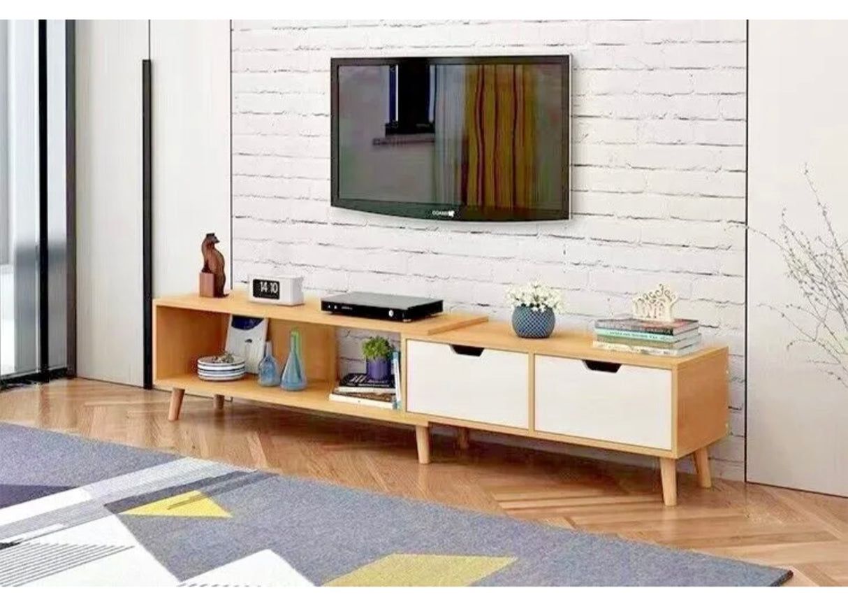 130-178cm Adjustable TV Cabinet Entertainment unit with drawer and storage