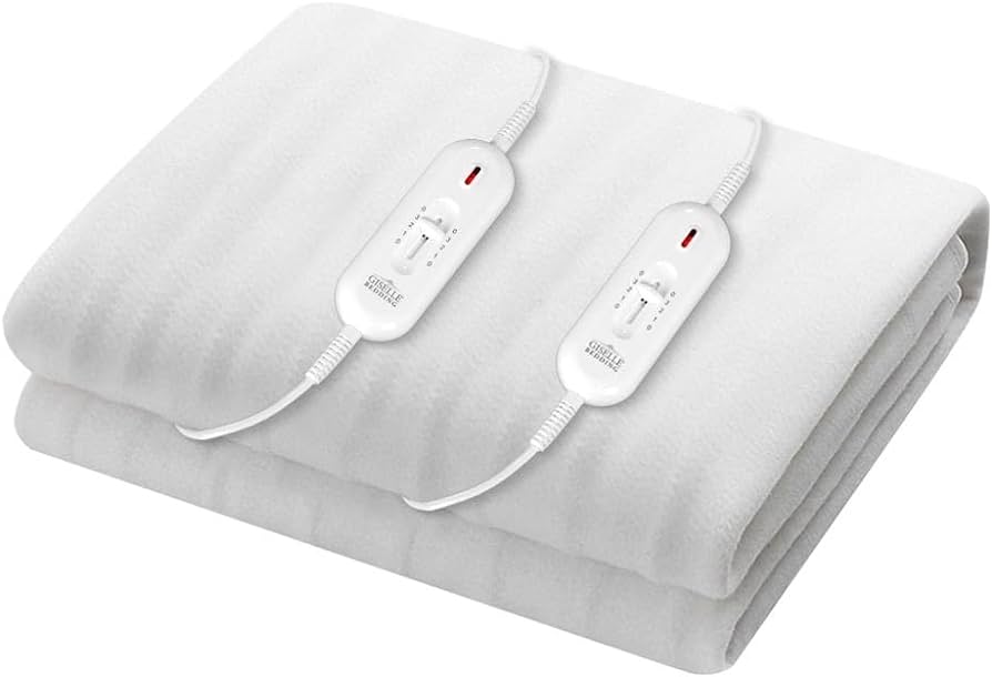 Bedding Electric Blanket, Queen Heated Blankets Heating Pad Throw Rug Underlay Fleece Wool Winter Washable for Bed, Fully Fitted 3 Temperature Levels Dual Remote Controllers White