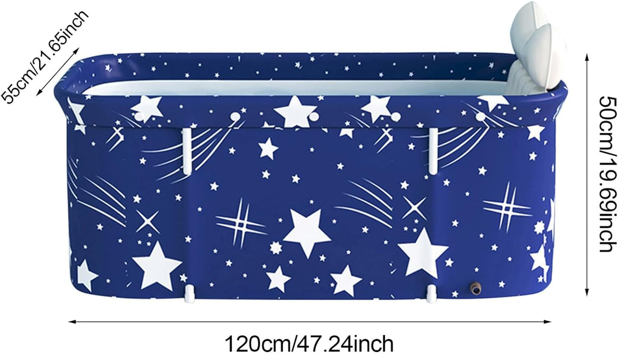 Portable ice Bathtub Adult Foldable Bath Barrel SPA Household Tub for 2-Person Family Large Size 47 inch Starry Pattern