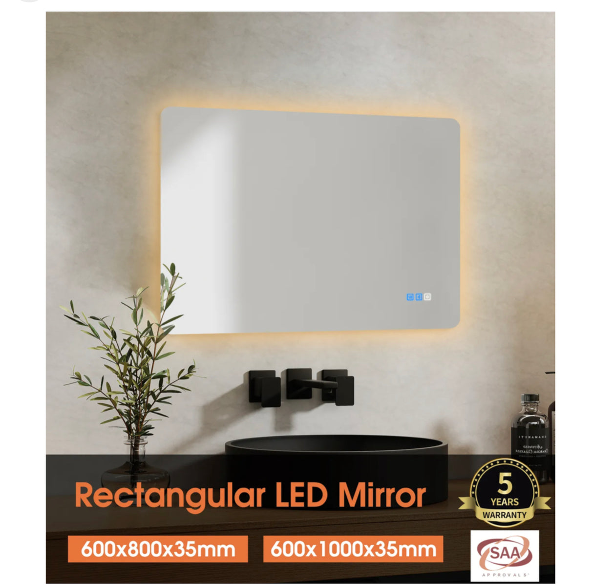 Touch LED Light Bluetooth Bathroom Makeup Wall Mirror Defog 600x800 600x1000mm