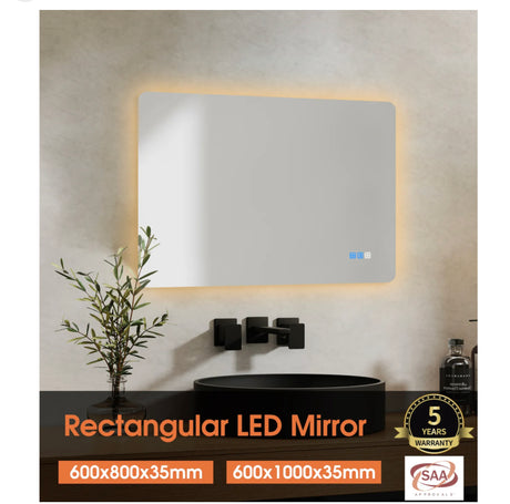 Touch LED Light Bluetooth Bathroom Makeup Wall Mirror Defog 600x800 600x1000mm