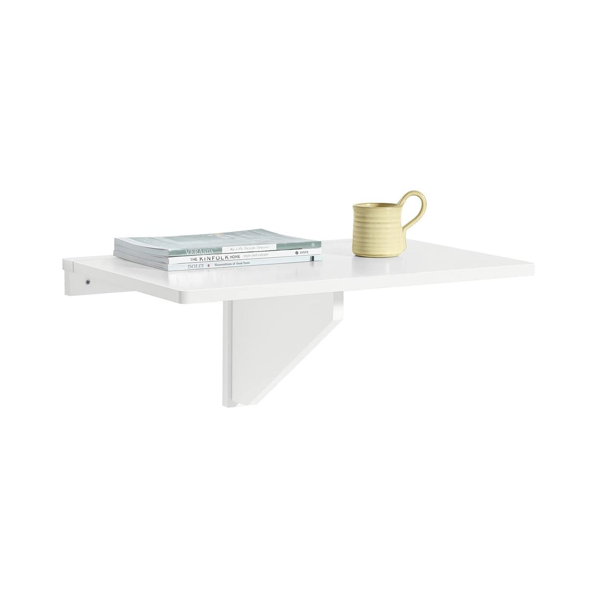 Wall-Mounted Folding Table, Kitchen Table, Laptop Table, Dining Table, White, FWT03-W