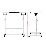 Laptop Table, Adjustable Stand Desk Desktop Computer Standing Study Desks Bed Side Tables Home Office Travel Studio Furniture, Portable 360° Rotating Lockable Caster Wheels White