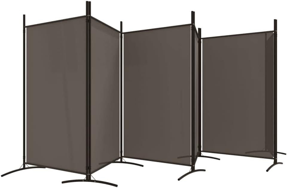 Durable Fabric 6-Panel Room Divider - Anthracite - Versatile Utilisation, Easy to Store, Provides Sun Blockage and Privacy Protection