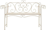 Elegant Vintage-Style Metal Garden Bench in Antique White