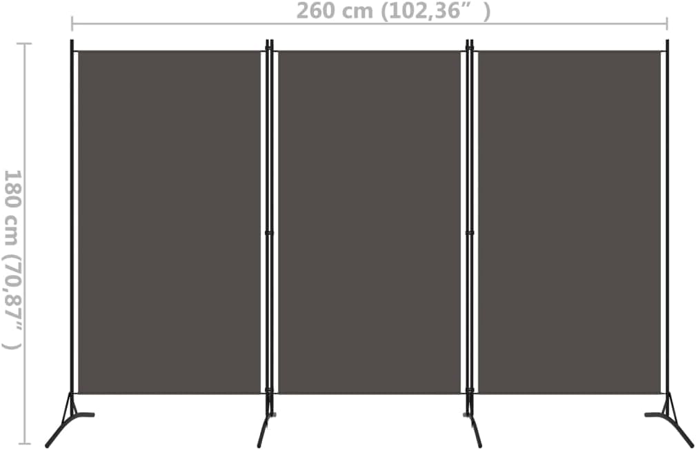 3 Panels Privacy Room Divider Partition Folding Foldable Screen Panel Iron