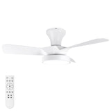 Ceiling Fans with Lights Remote, 32 Inch Low Profile Ceiling Fan with 3 Colors and 6 Speeds Options, 3 Blades Fans Lamp for Ktichen Bedroom Dinning Room Patio(White)