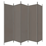 Modern Room Divider - Foldable, 5-Panel Design, Anthracite Fabric, 250 x 220 cm, Ideal for Privacy and Sun Blocking