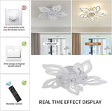 Ceiling Fans with Lights and Remote, Modern White LED Acrylic Ceiling Fan Light, Silent Dimmable Adjustable Wind Speed Reversible Motor, Ceiling Fan for Living Room, Bedroom, Kitchen