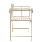 Elegant Vintage-Style Metal Garden Bench in Antique White