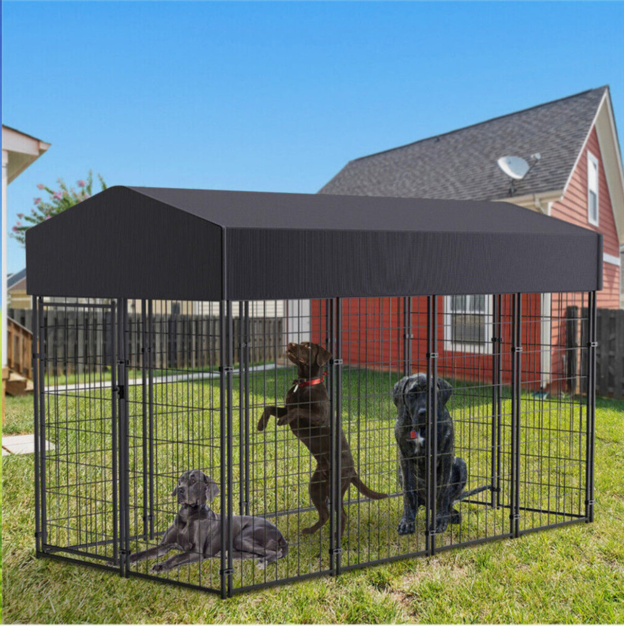 Universal Dog Kennel Pet House Enclosure Sturdy& Strong Run Cage Playpen Barrier