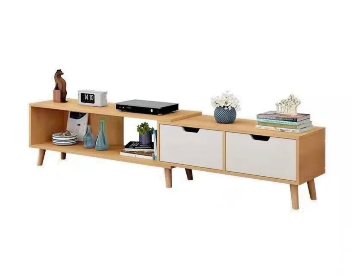 130-178cm Adjustable TV Cabinet Entertainment unit with drawer and storage