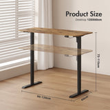 Electric Standing Desk Adjustable Height Ergonomic Sit Stand up Desk 120cm Walnut Splice Board Table Top+Black Frame