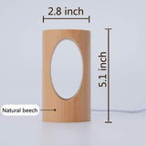 Small Night Lights Bedside Table Lamps Minimalist Solid Wood Table Lamp Bedside Desk Lamp with Wood Cylindrical Shade for Bedroom Dresser Living Room Kids Room DimmableLighting Gift Camping Lights