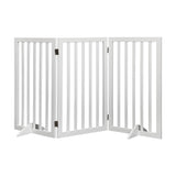 Wooden Pet Gate Dog Fence Retractable Safety Stair Barrier Security Door (White Large-139cm x 80cm x 1.8cm), Baby Playpen, Easy to Fold for Storage Cat Dog Enclosure, Include Two Support Feet