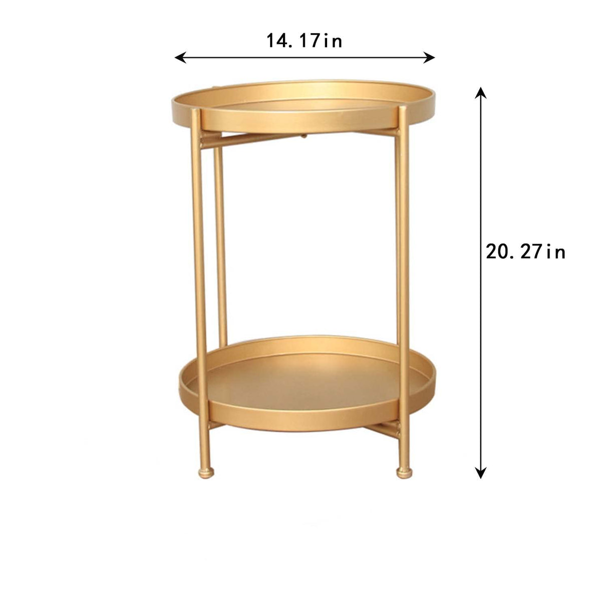 Round Metal Side Table with Double Tier,Coffee Table,Side Table,Night Stand for Living Room and Bedroom (Gold)