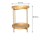 Round Metal Side Table with Double Tier,Coffee Table,Side Table,Night Stand for Living Room and Bedroom (Gold)