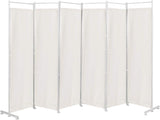 6 Panel Room Divider, 300x180CM Folding Privacy Screen with Steel Frame & Fabric Surface, Standing Wall Separator, Home Office Partition for Bedroom, Living Room, Restaurant