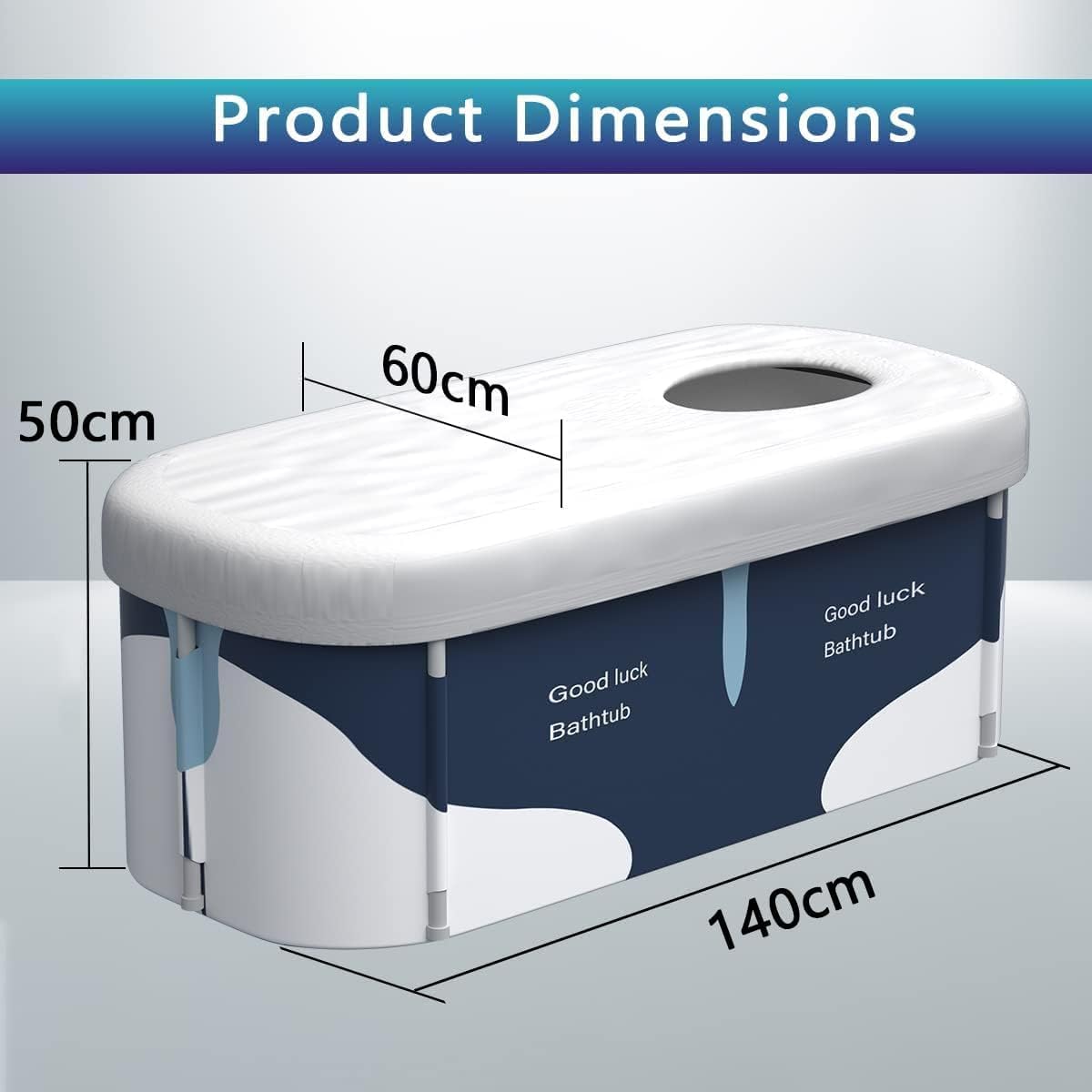 140CM Extra Large Portable Foldable Bathtub with Cover for Adult, Family SPA Soaking Tub for Small Bathroom, Thicken Multiple Layer Bathtub with Lid for Shower Stall (Milk Style)