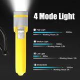 Dive Light Scuba Diving Flashlight, Professional Underwater Flashlight IPX8 Waterproof, Built-in Rechargeable 5000mAh Batteries, 2000 Lumen Diving Torch Best for Snorkeling, Caving and Spearfishing