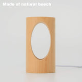 Small Night Lights Bedside Table Lamps Minimalist Solid Wood Table Lamp Bedside Desk Lamp with Wood Cylindrical Shade for Bedroom Dresser Living Room Kids Room DimmableLighting Gift Camping Lights