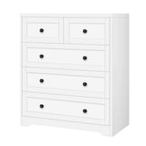 Dresser with 5 Drawers Hallway Tallboy, Bedroom Chests of Drawers with Handles, Living Room Side Cabinet Standing Storage Cupboard, Indoor Furniture Home Organiser Sideboard