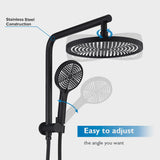 10" Rain Shower Head Set 2 in 1 Wall Mounted Shower Rail 3-Mode Handheld Spray Round Bathroom