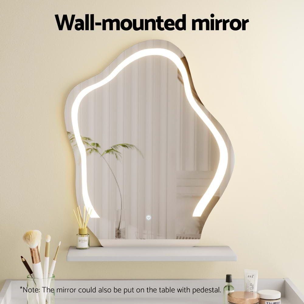 Dressing Table LED Floating Makeup Mirror Vanity Cosmetic Desk White