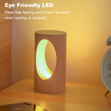 Small Night Lights Bedside Table Lamps Minimalist Solid Wood Table Lamp Bedside Desk Lamp with Wood Cylindrical Shade for Bedroom Dresser Living Room Kids Room DimmableLighting Gift Camping Lights