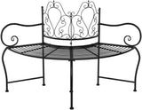 Black Steel Tree Bench - Weather-Resistant Outdoor Seating of 150 cm Diameter