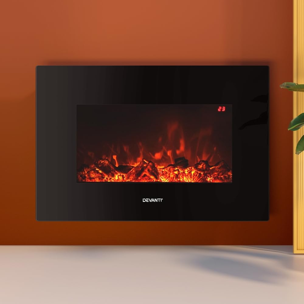 Electric Fireplace Fire Heater Wall Mounted 3D Flame Indoor 2000W Effect