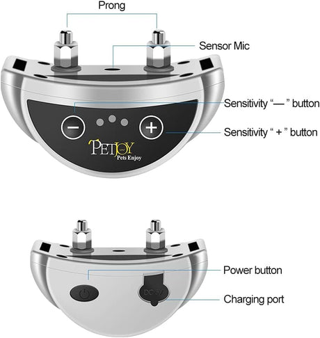 Shock Collar, Waterproof & Rechargeable Bark Collar w/5 Adjustable Sensitivity and 7 Progressive Levels Using Beep & Shock.(Silver)